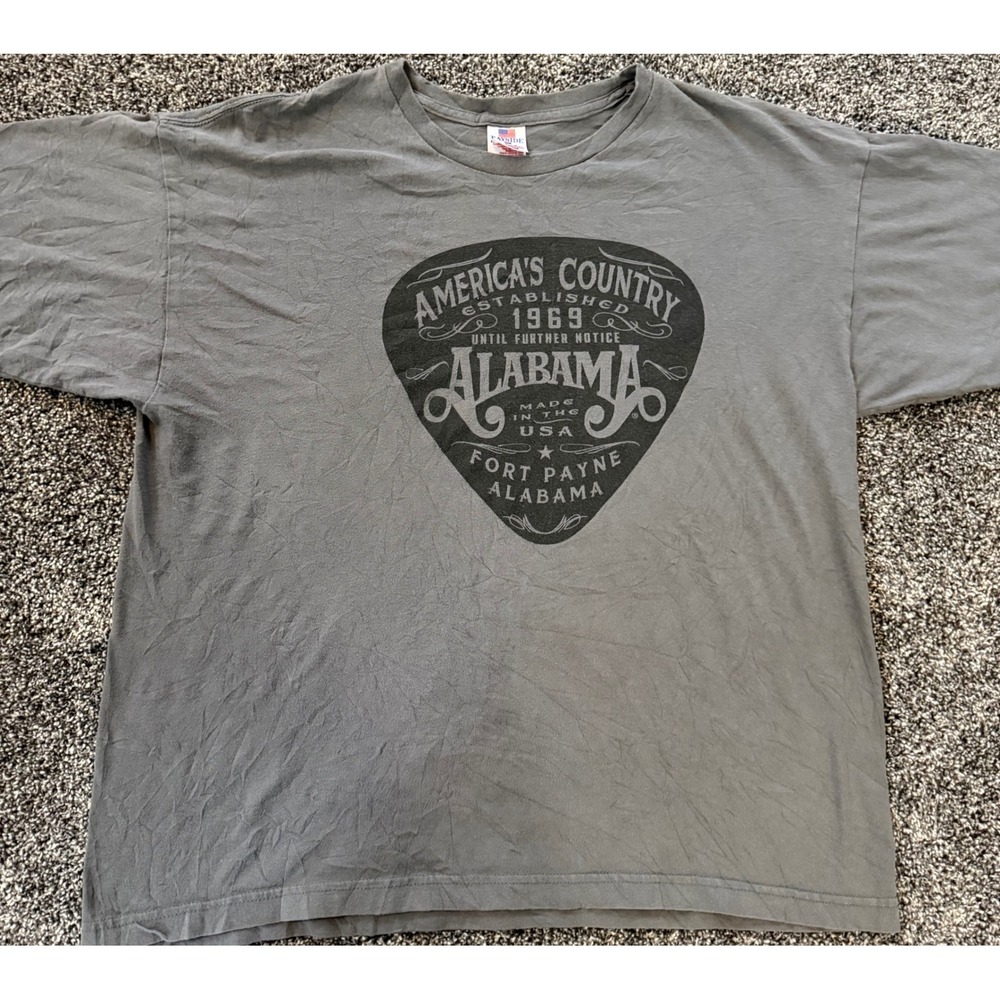 Alabama T-Shirt Mens XL‎ America's Country Guitar Pick Grey Bayside Excellent A2